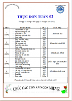 THỰC ĐƠN TUẦN 02 NĂM HỌC 2023 - 2024